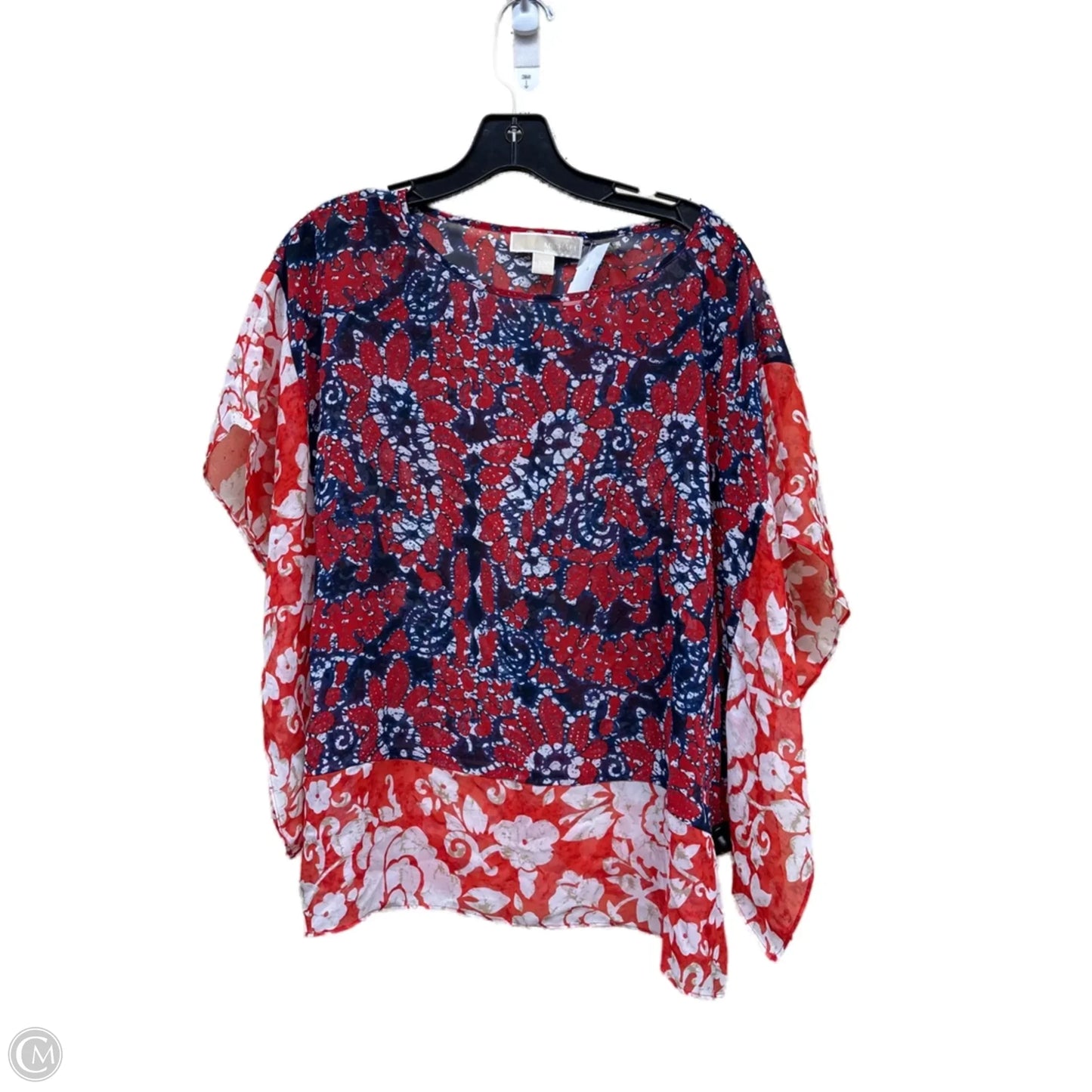 Top Short Sleeve By Michael By Michael Kors In Blue & Red & White, Size: M