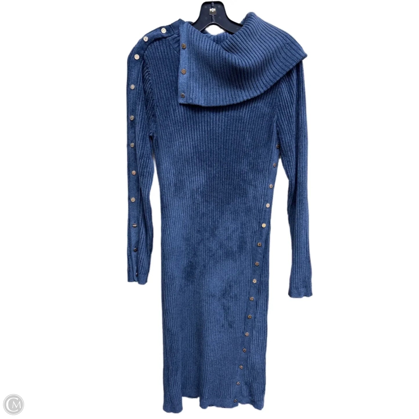Dress Casual Midi By White House Black Market In Blue, Size: L