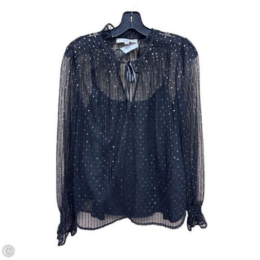 Top Long Sleeve By Loft In Black & Gold, Size: S