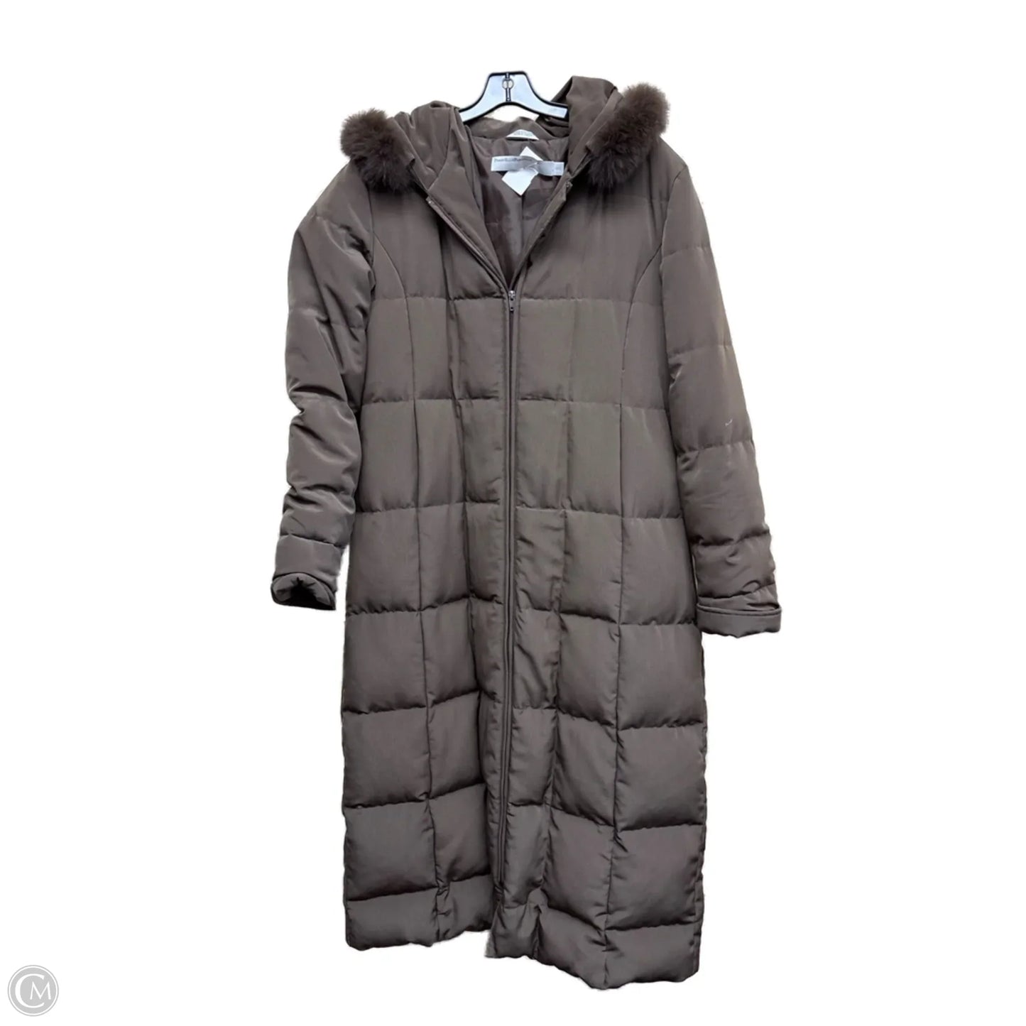 Coat Puffer & Quilted By Perry Ellis In Brown, Size: L