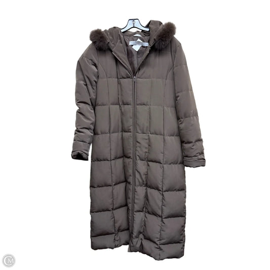 Coat Puffer & Quilted By Perry Ellis In Brown, Size: L