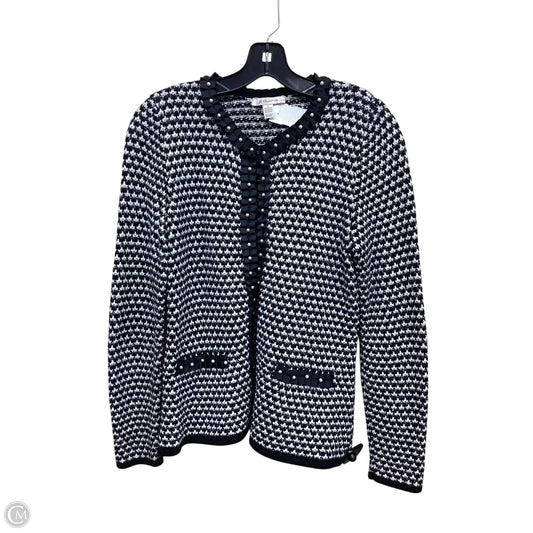 Sweater Cardigan By Jm Collections In Black & White, Size: S