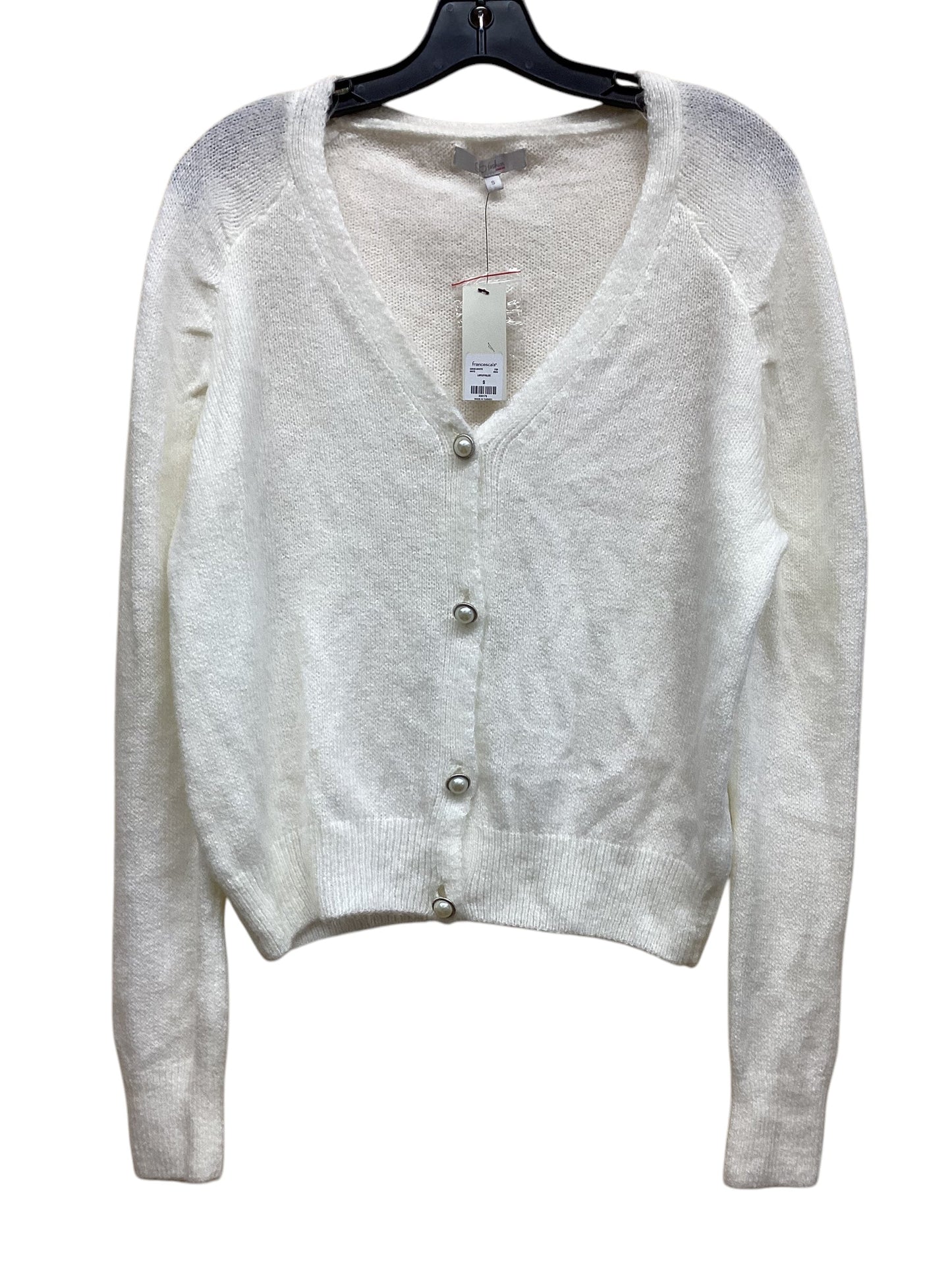 Sweater Cardigan By Clothes Mentor In White, Size: S