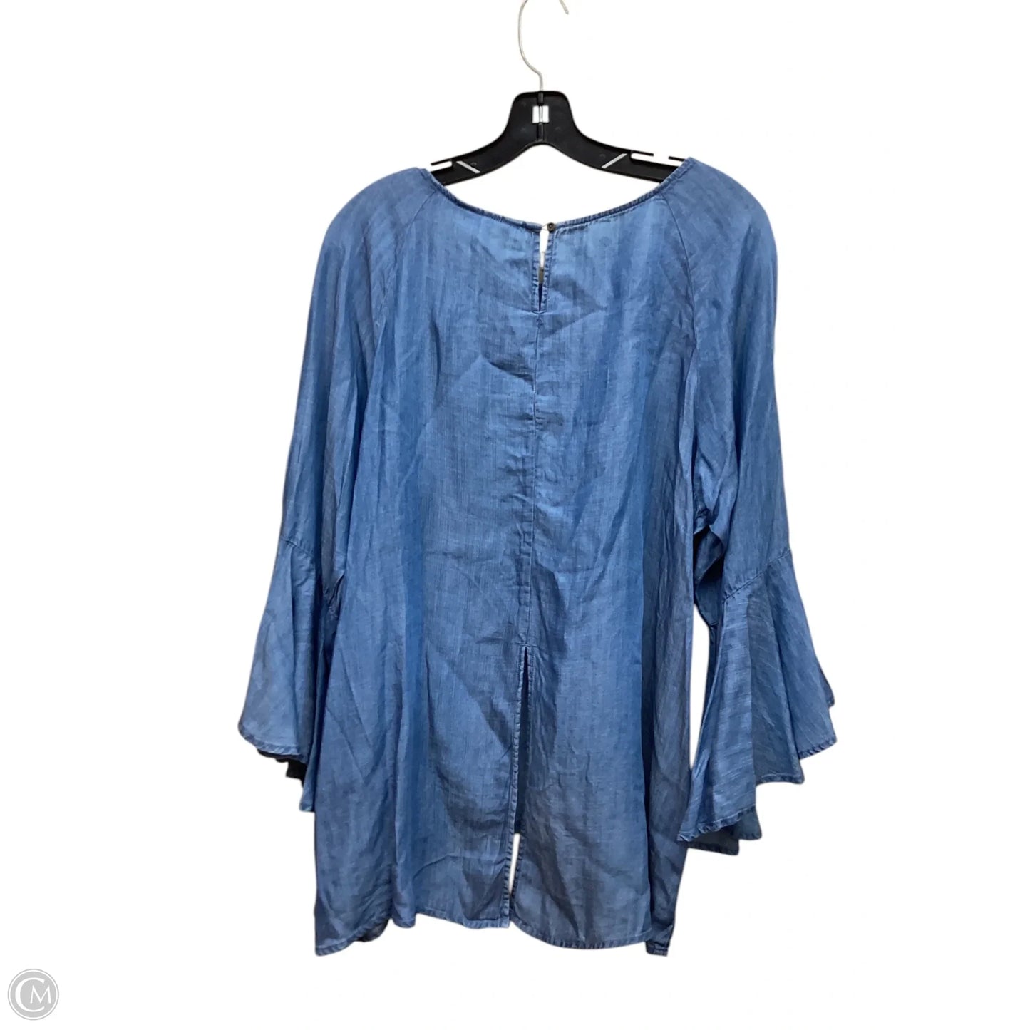Top Short Sleeve By Lc Lauren Conrad In Blue Denim, Size: Xxl