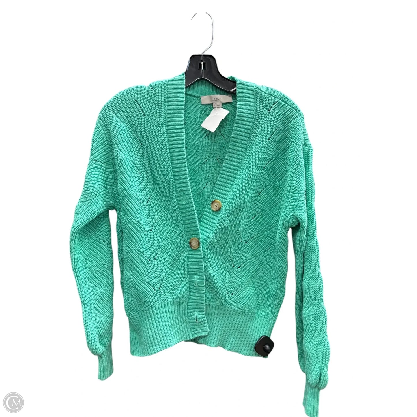 Sweater Cardigan By Loft In Green, Size: S