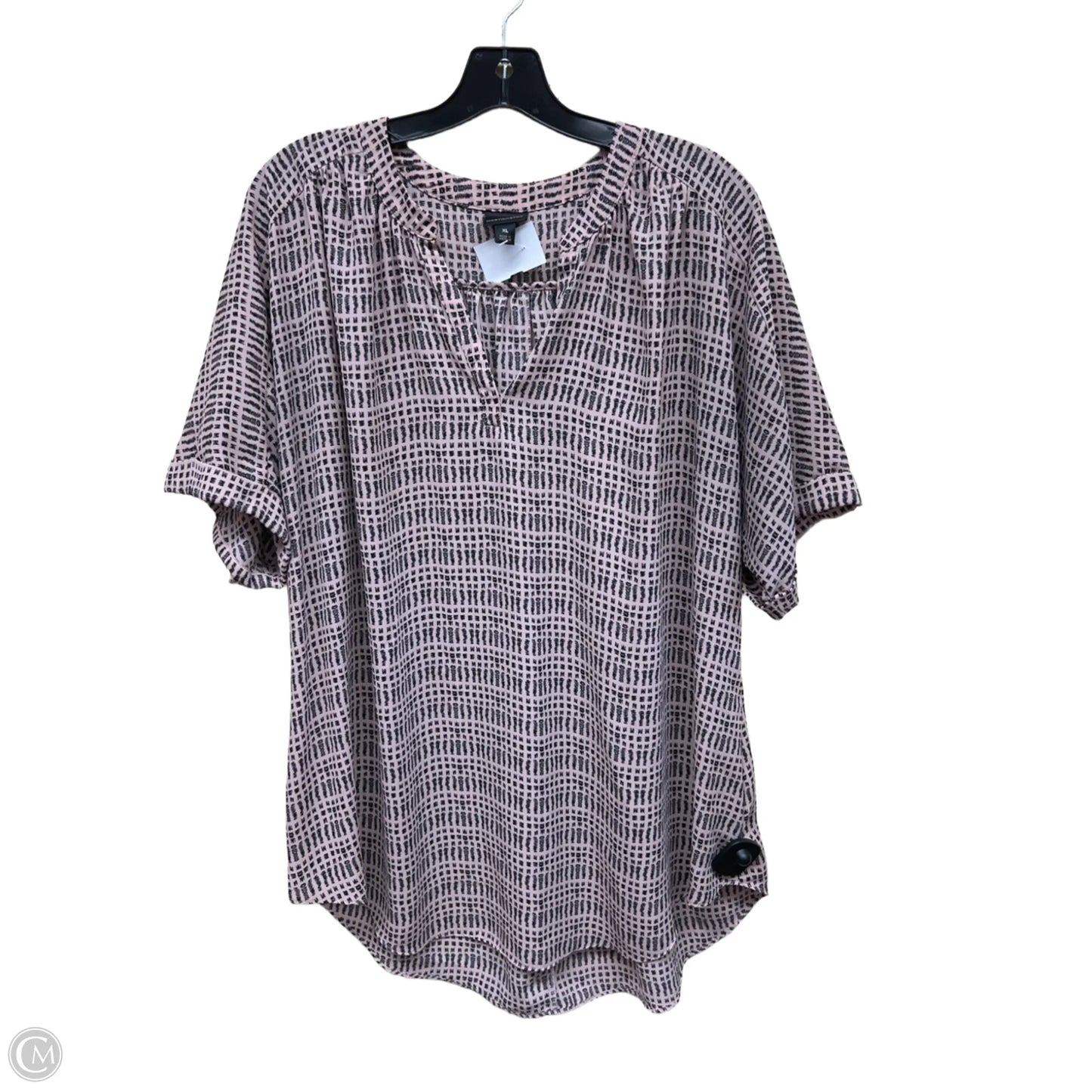 Top Short Sleeve By Worthington In Black & Pink, Size: Xl