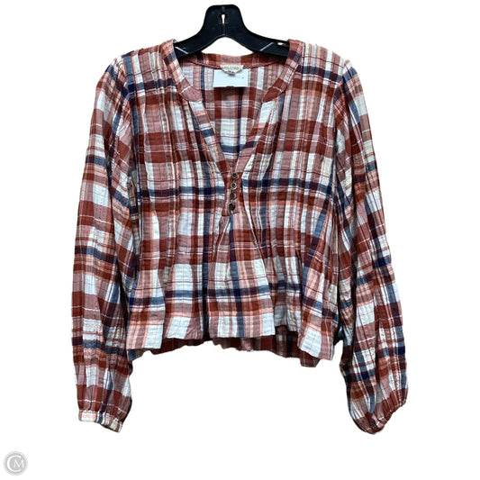 Top Long Sleeve By Pilcro In Plaid Pattern, Size: Medium