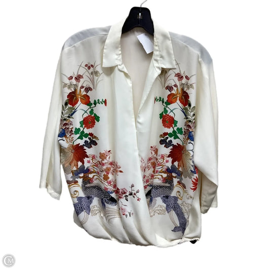 Top Long Sleeve By Zara Basic In Floral Print, Size: M