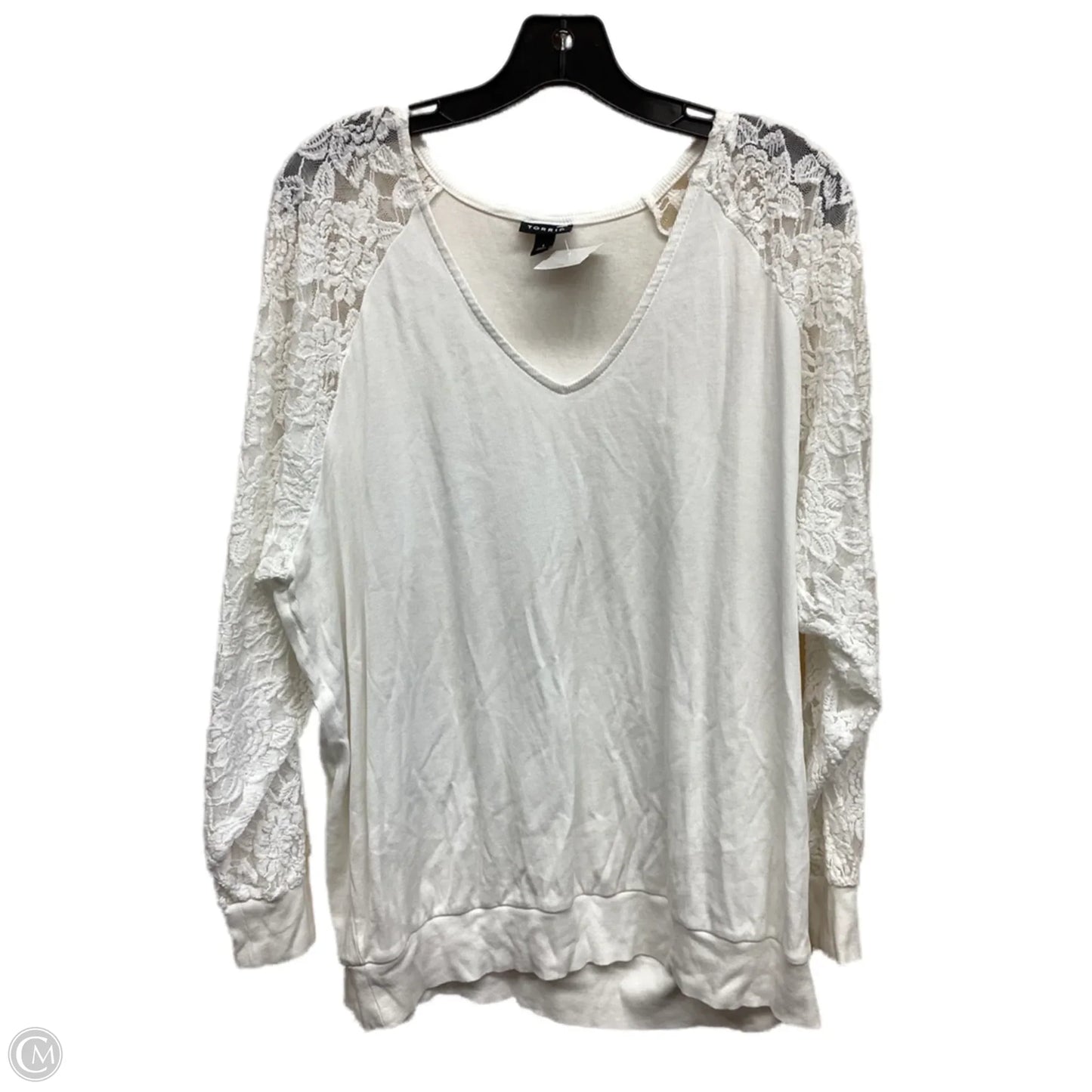 Top Long Sleeve By Torrid In White, Size: 1x