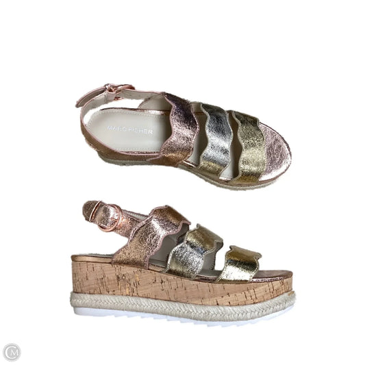 Shoes Heels Wedge By Marc Fisher In Gold, Size: 7