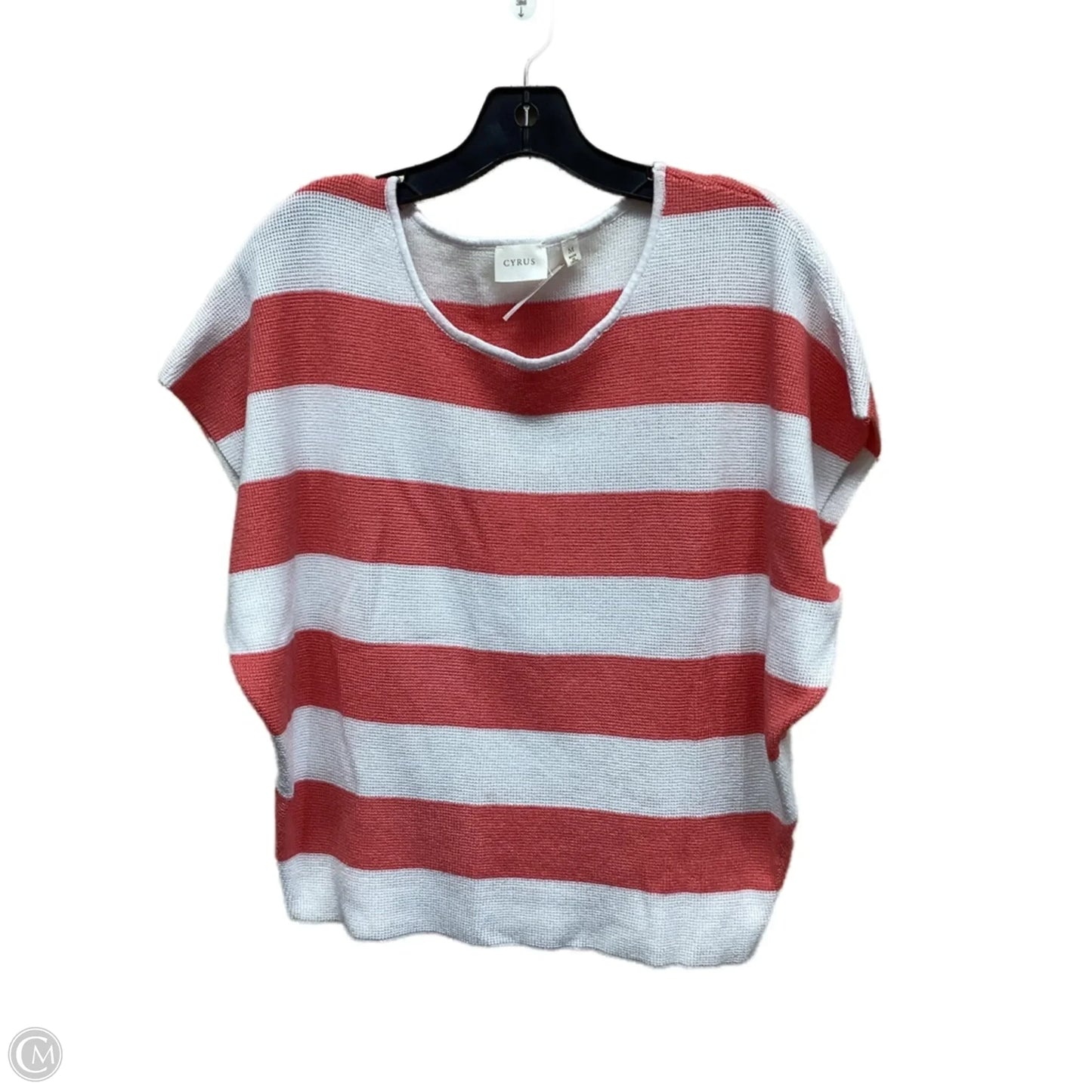 Top Short Sleeve By Cyrus Knits In Striped Pattern, Size: M