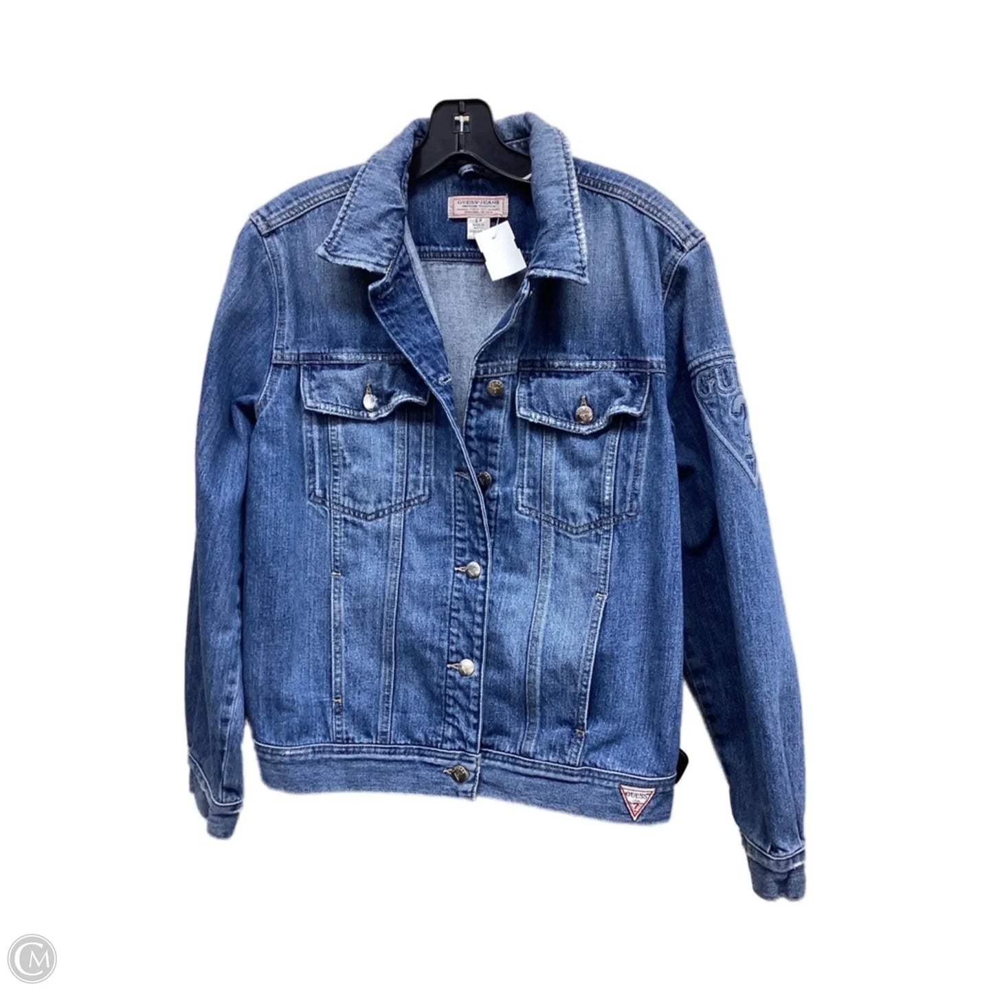Jacket Denim By Guess In Blue Denim, Size: S