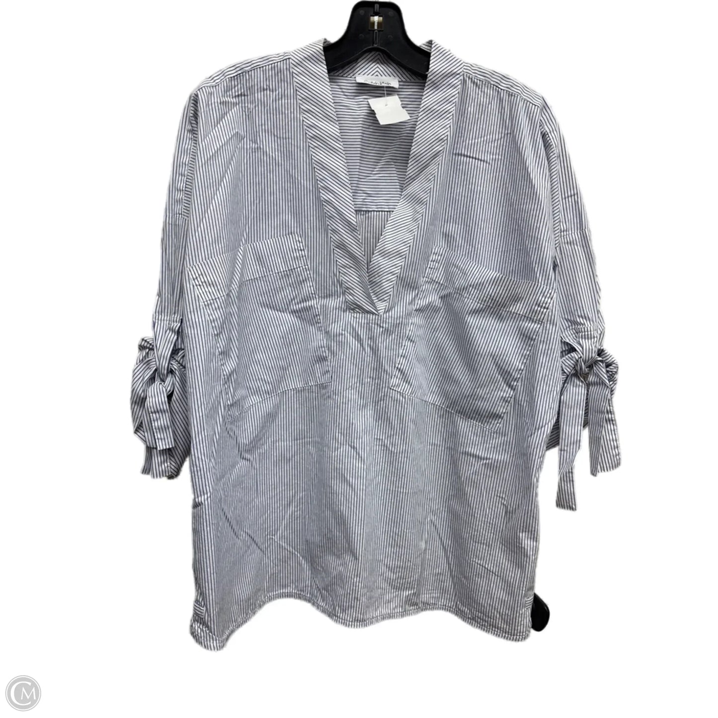 Top Long Sleeve By Calvin Klein In Striped Pattern, Size: M