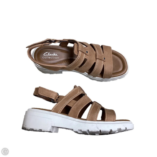 Sandals Heels Block By Clarks In Brown, Size: 7.5