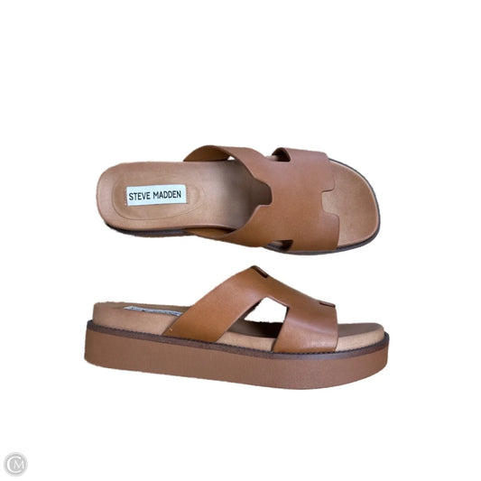 Sandals Heels Platform By Steve Madden In Brown, Size: 7.5