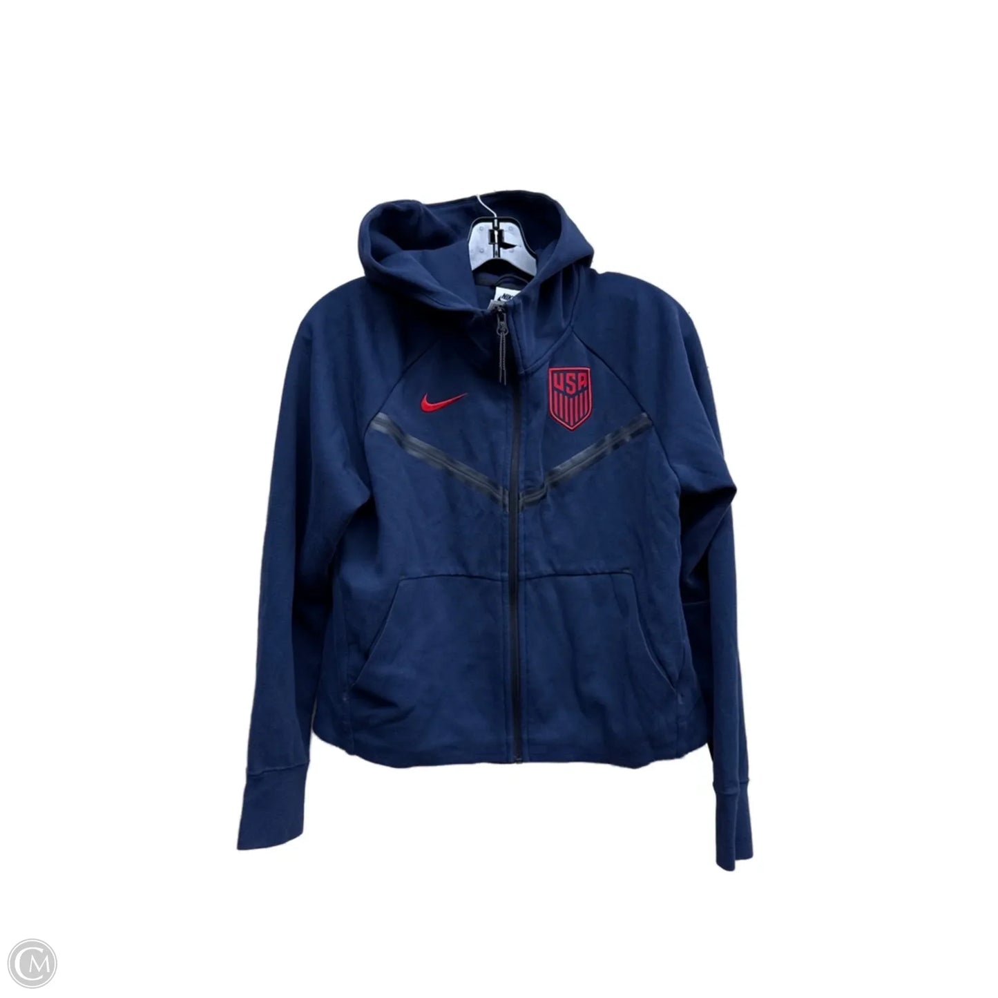 Athletic Sweatshirt Hoodie By Nike In Navy, Size: S