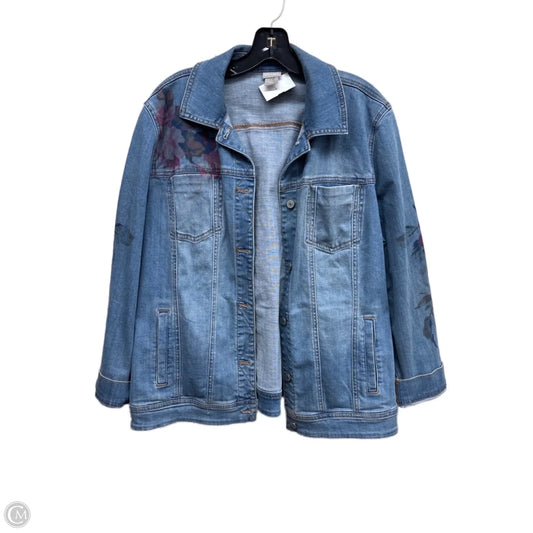 Jacket Denim By Chicos In Blue Denim, Size: L