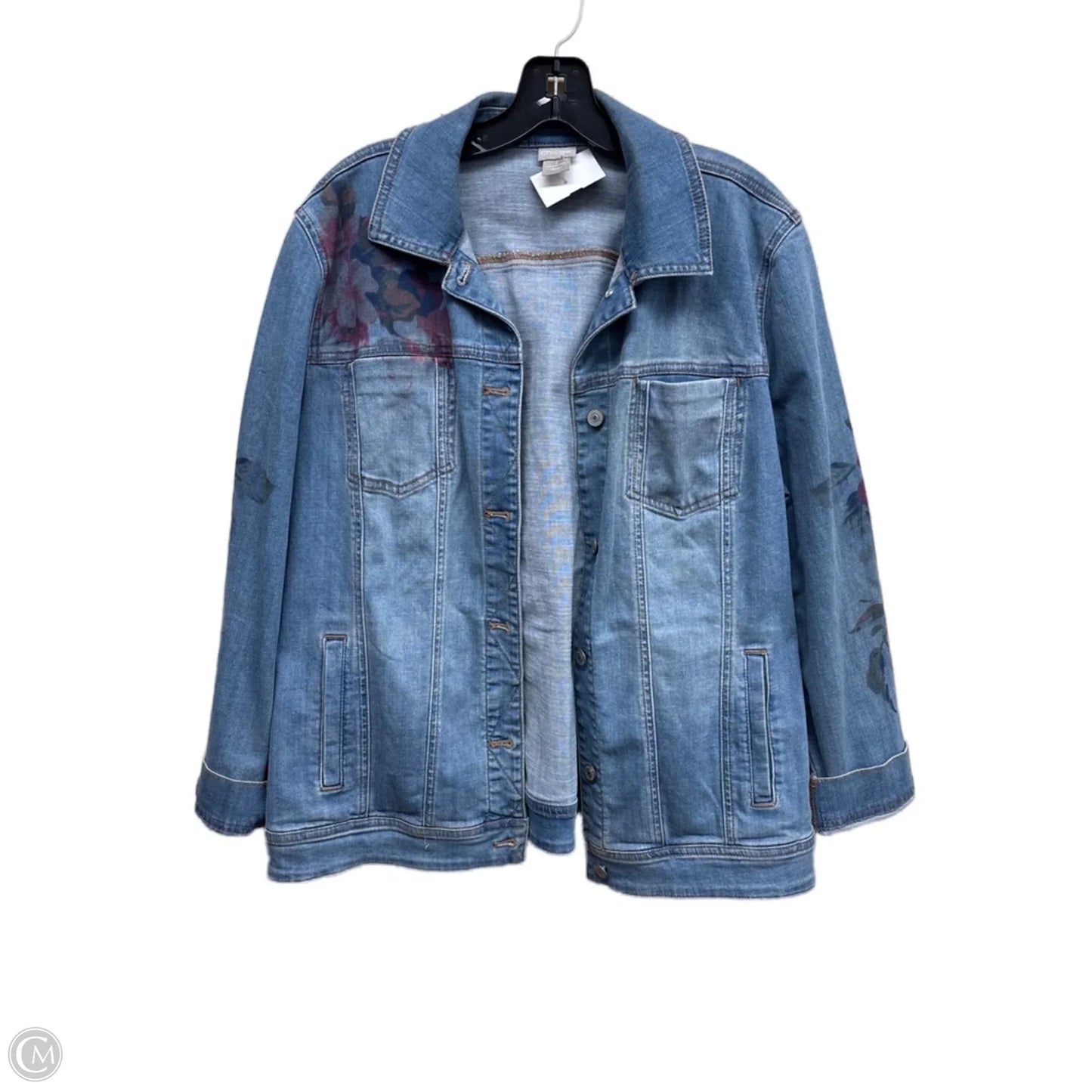Jacket Denim By Chicos In Blue Denim, Size: L