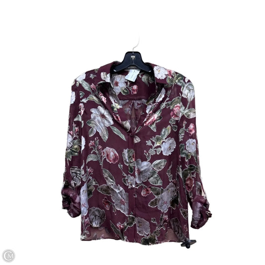 Top Long Sleeve Designer By Alice + Olivia In Floral Print, Size: S