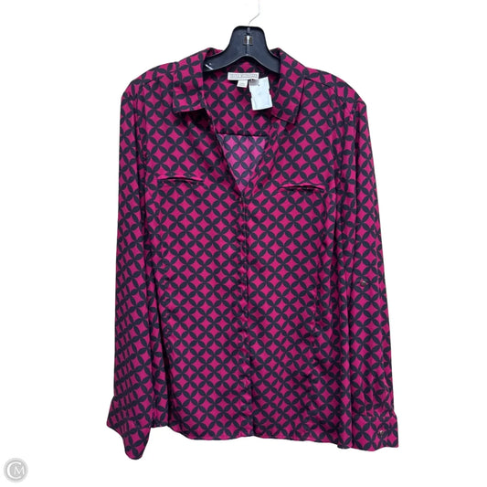 Top Long Sleeve By Dana Buchman In Black & Pink, Size: Xxl