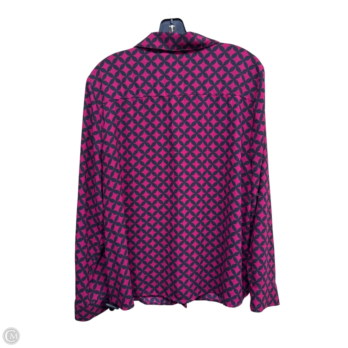 Top Long Sleeve By Dana Buchman In Black & Pink, Size: Xxl