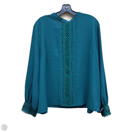 Top Long Sleeve By Shein In Green, Size: 2x
