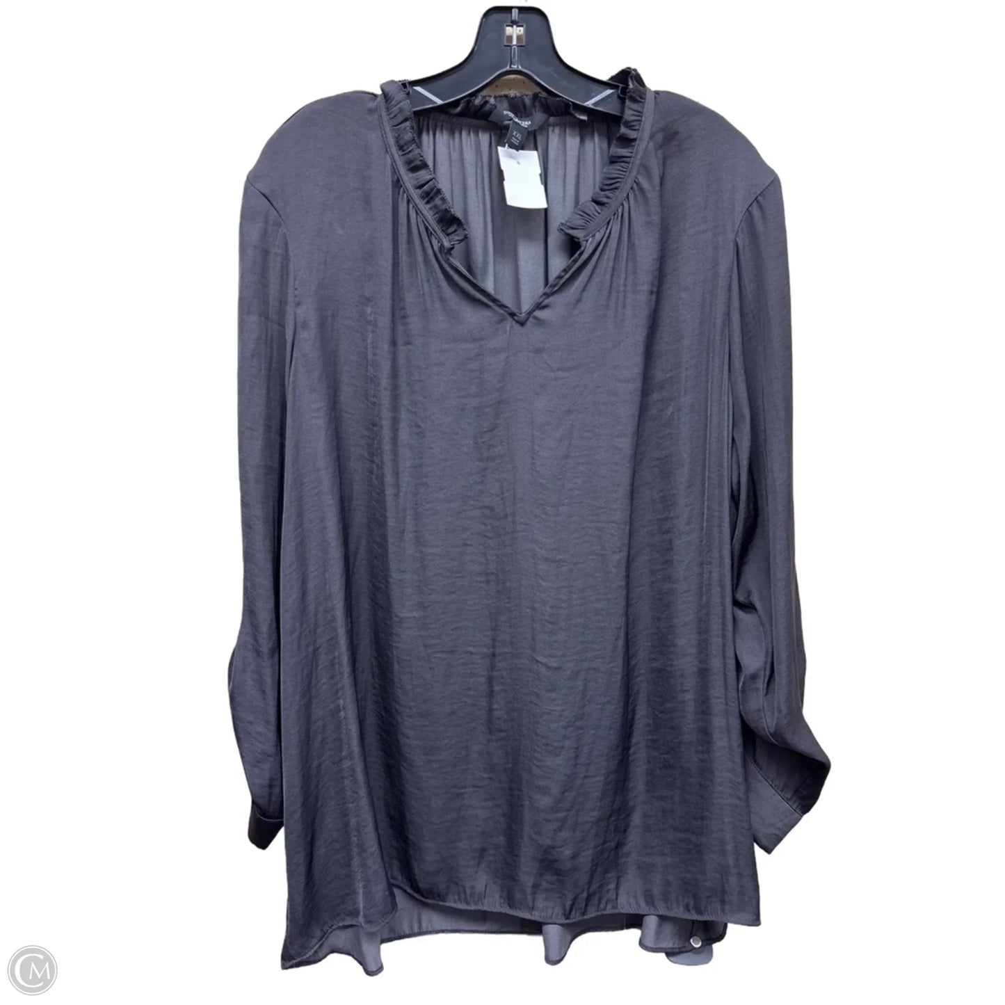 Top Long Sleeve By Simply Vera In Grey, Size: Xxl