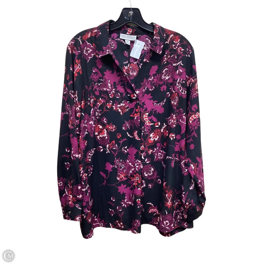 Top Long Sleeve By Dana Buchman In Multi-colored, Size: Xxl