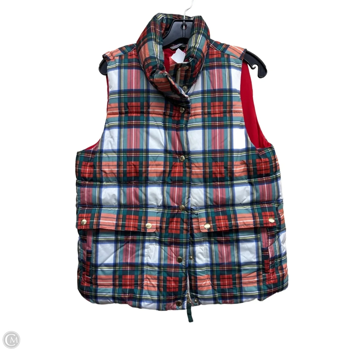 Vest Puffer & Quilted By J. Crew In Plaid Pattern, Size: S