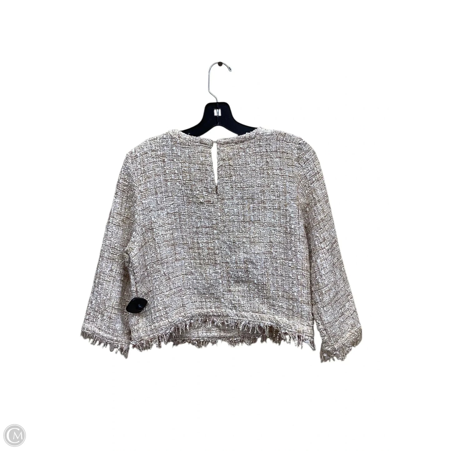 Top Long Sleeve By Zara Basic In Beige, Size: M