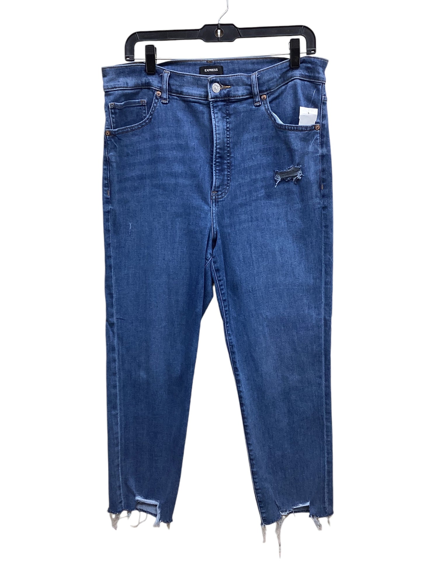Jeans Straight By Express In Blue Demin, Size: 14