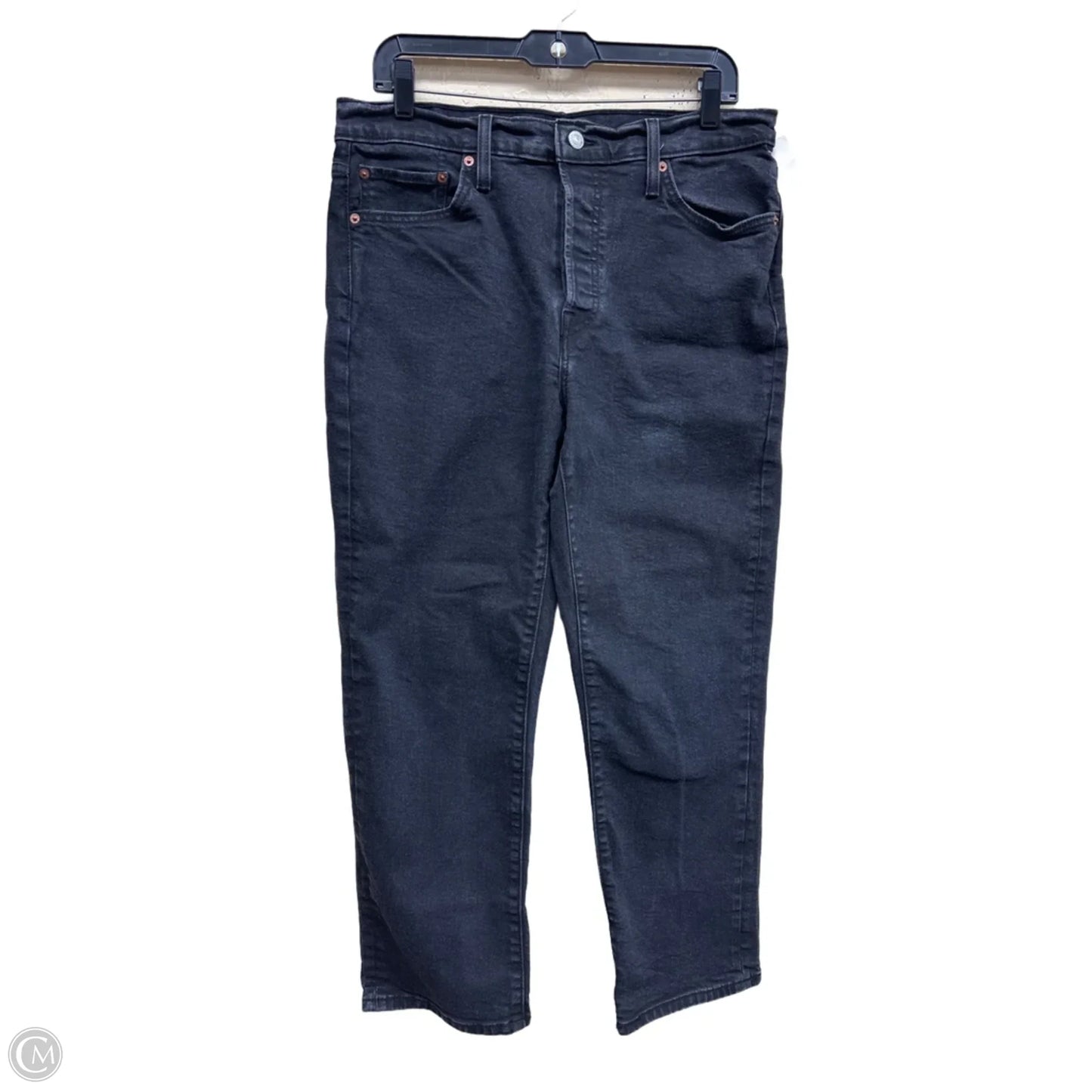 Jeans Straight By Levis In Black Denim, Size: 14