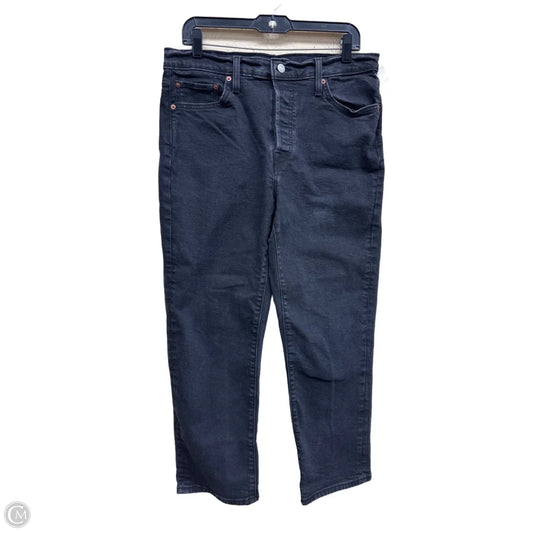 Jeans Straight By Levis In Black Denim, Size: 14