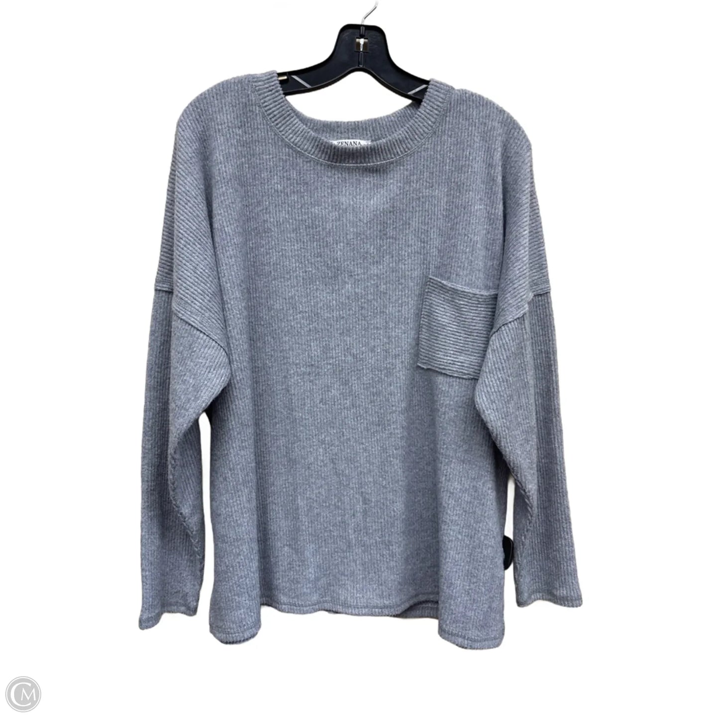 Top Long Sleeve By Zenana Outfitters In Grey, Size: S