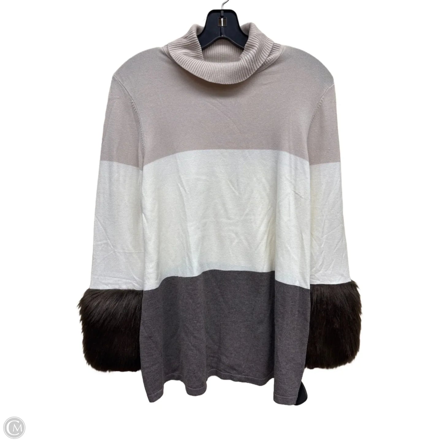 Top Long Sleeve By Alfani In Brown & White, Size: S