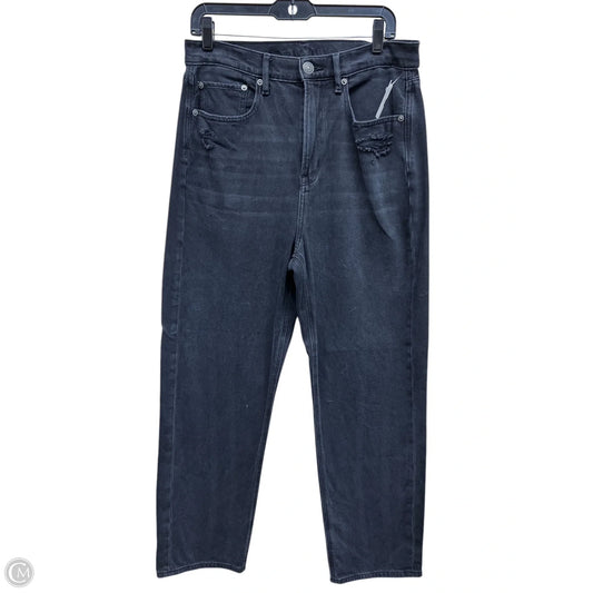 Jeans Straight By American Eagle In Black Denim, Size: 12