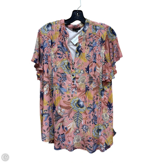 Top Short Sleeve By Clothes Mentor In Floral Print, Size: 2x
