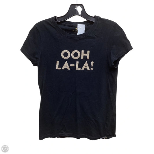 Top Short Sleeve Designer By Kate Spade In Black & Gold, Size: S