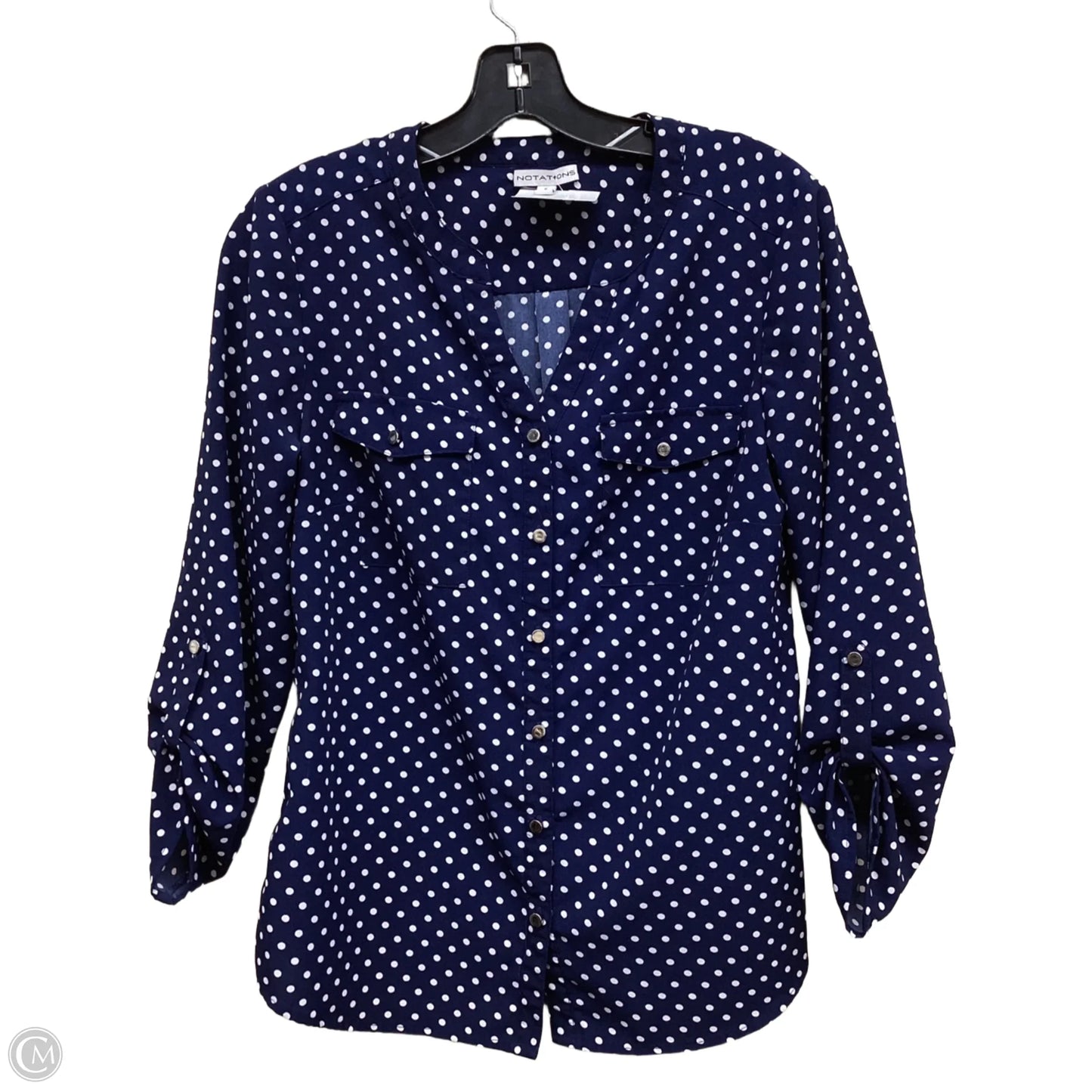 Top Long Sleeve By Notations In Polkadot Pattern, Size: S
