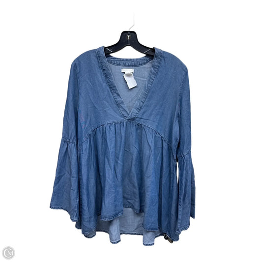 Top Long Sleeve By H&m In Blue Denim, Size: 8