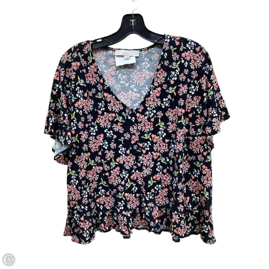 Top Short Sleeve By Loft In Floral Print, Size: L