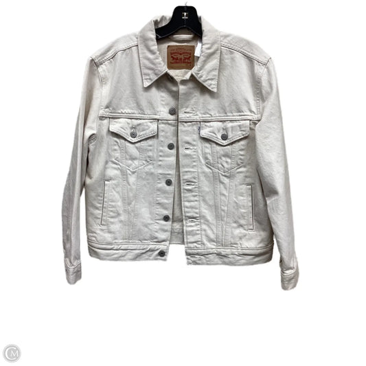 Jacket Denim By Levis In White Denim, Size: M