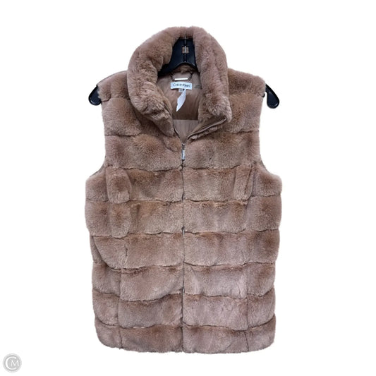 Vest Faux Fur & Sherpa By Calvin Klein In Brown, Size: S