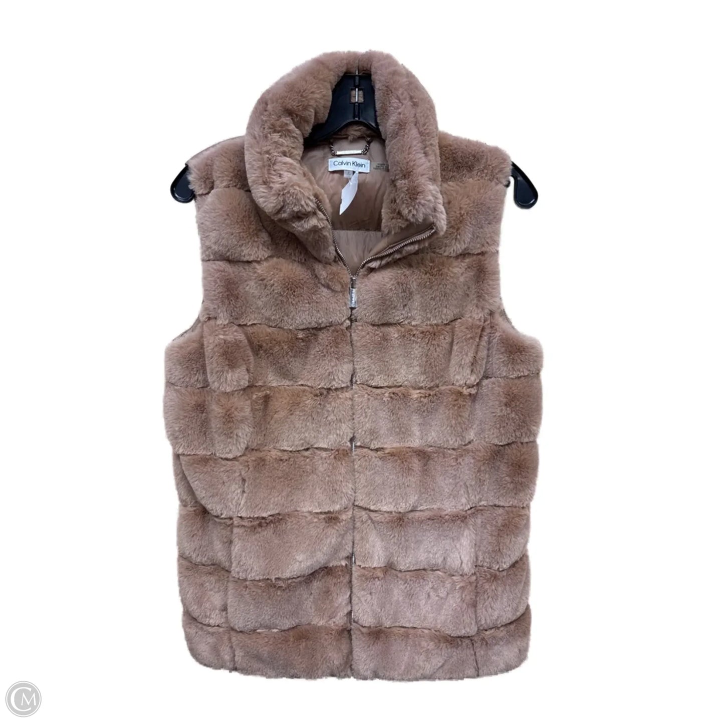 Vest Faux Fur & Sherpa By Calvin Klein In Brown, Size: S
