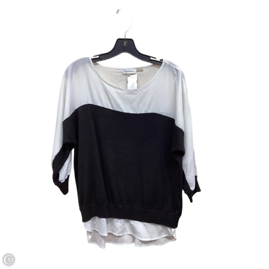 Top Long Sleeve By Calvin Klein In Black & White, Size: M