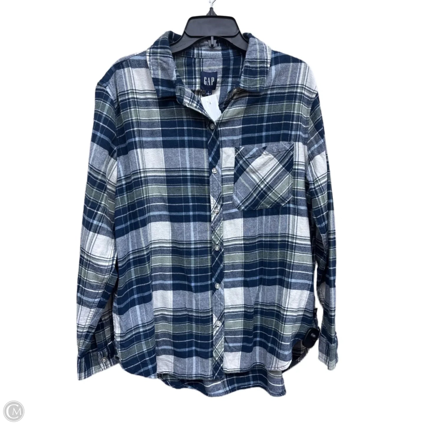 Top Long Sleeve By Gap In Plaid Pattern, Size: L