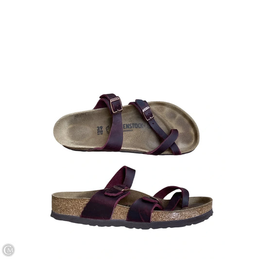 Sandals Flats By Birkenstock In Maroon, Size: 8