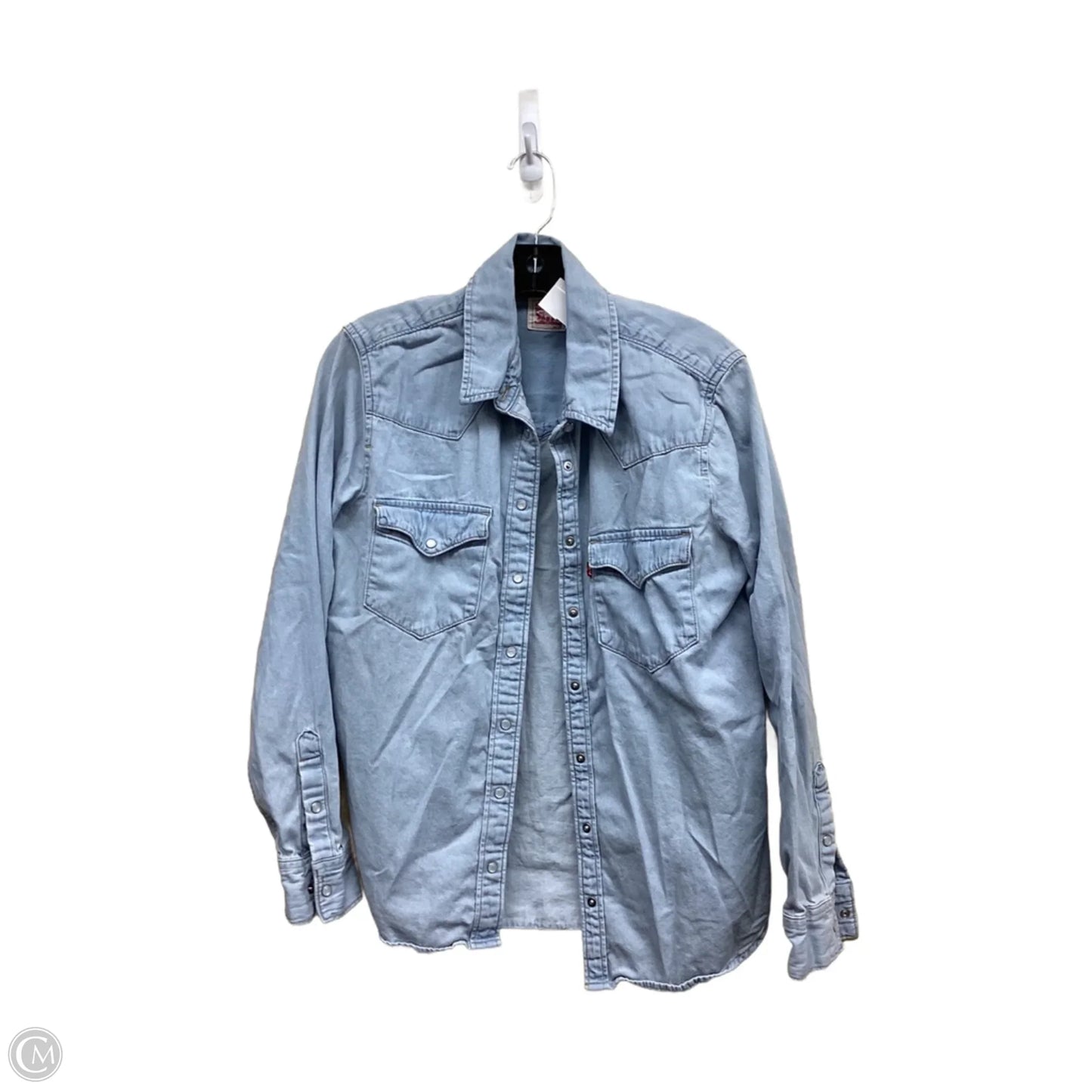Top Long Sleeve By Levis In Blue Denim, Size: M