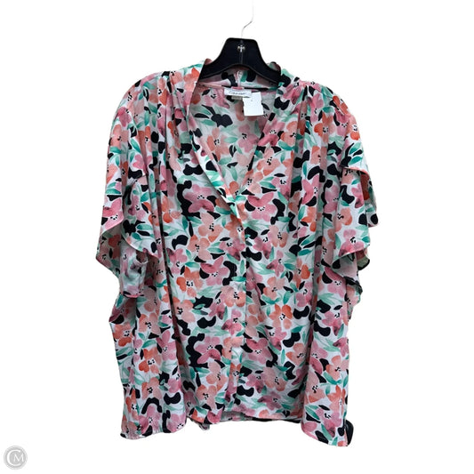 Top Short Sleeve By Calvin Klein In Floral Print, Size: 3x
