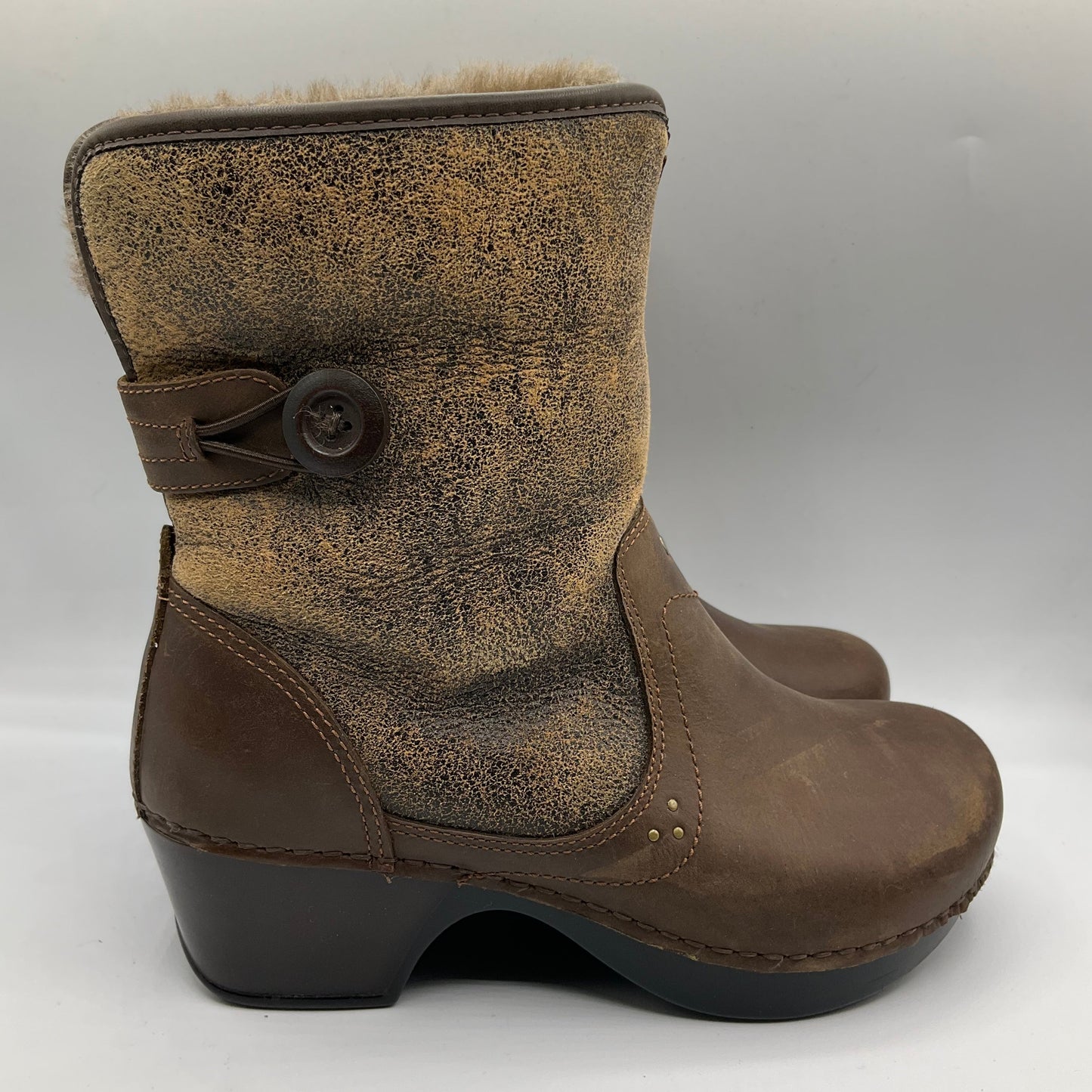 Boots Ankle Heels By Dansko In Brown, Size: 7.5